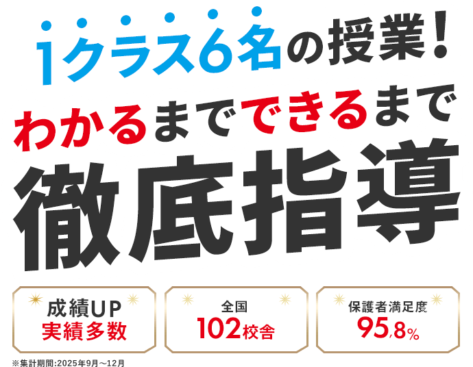 中学受験・高校受験に向けて成績を上げる1クラス6名限定学習塾